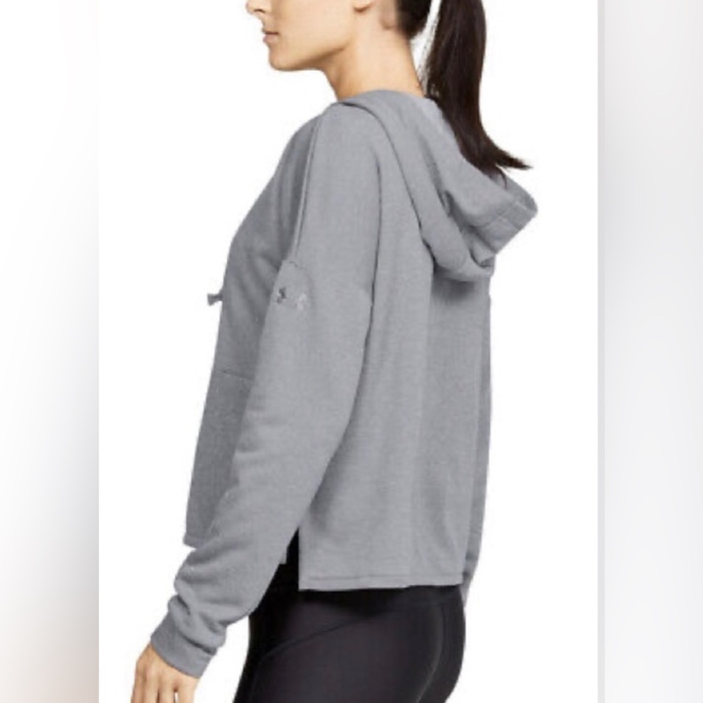 Under Armour Cross Town Gray Polyester Crop Hoodie Sweatshirt Sz S